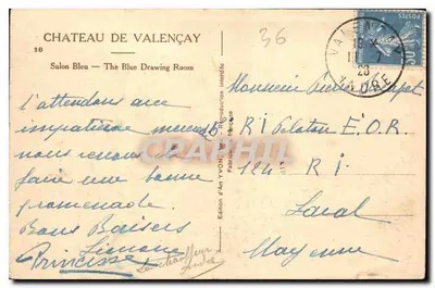 Château de Valençay — Salon Bleu — Kunstausgabe Yvon — Rückseite