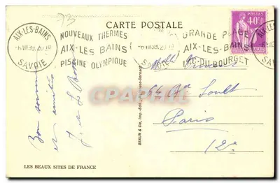 Lago do Bourget — A Abadia de Hautecombe — Braun & Cie, Imp. - Dommach — Verso
