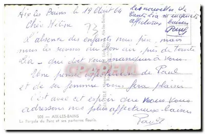A Porgola do Parque e seus canteiros floridos — Aix-les-Bains — Édit. TELE — Verso