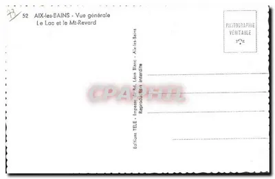 Aix-les-Bains — Vista general — El Lago y el Mt-Revard — Ediciones TELE — Reverso