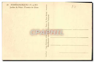 Fontaine de Diane — Jardins do Palácio — Éditions d'Art Yvon, Paris — Verso