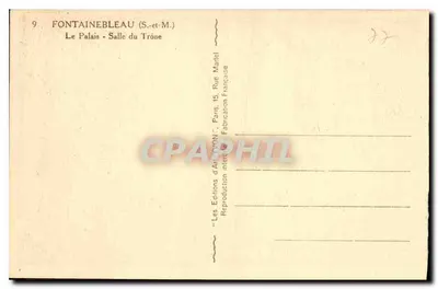 Fontainebleau - Sala Tronowa — Pałac — Wydawnictwo Sztuki 'VON' Paryż — Rewers