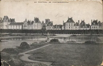 Zamek Fontainebleau — widok ogrodu i parku — wydawca nieznany