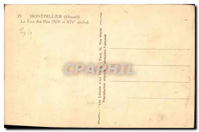Montpellier (Hérault) — Wieża Świerkowa (XII i XIV wiek) — Les Éditions d'Art Yves Mariel, Paryż — Rewers