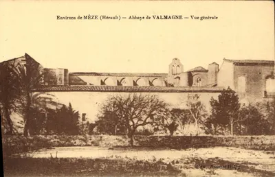 A cerca de MÈZE (Hérault) — Abadia de VALMAGNE — Vista geral — Edit. Brouzet Dzlypy
