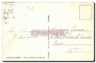 Okręgi LUCHON — Wodospad Piekielny (wys. 1101 m.) — Bloc-frères, Wydawcy Cézeaux — Rewers