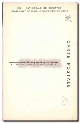Katedra w Chartres — Façada zachodnia XII wieku, flèche północna XVI wieku — Ét. Houvet — Rewers
