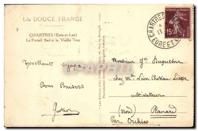 Chartres — Katedra Najświętszej Maryi Panny — Les Éditions d'Art YVON, Paryż — Rewers