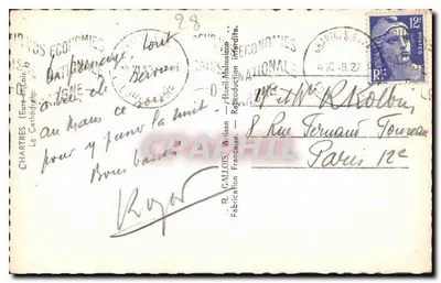 Katedra Najświętszej Maryi Panny w Chartres — widok z przodu — wydawca R. Gallois — Rewers