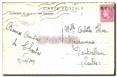 Chartres — Widok ogólny — wydrukowana przez C. MACON — Rewers