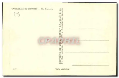 Katedra w Chartres — Transept — Wydawca Lavelle & Cie — Rewers