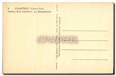 Chartres (Eure-et-Loir) — Wewnętrzne wnętrze katedry — Droga obiegowa — Wydawnictwo Sztuki Yvon, Paryż — Rewers