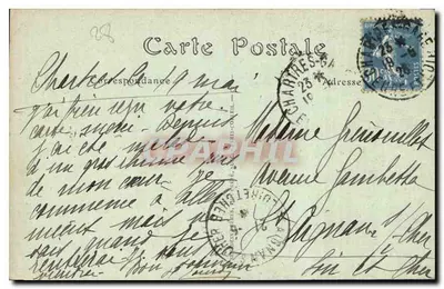 Katedra Chartres — Półtora z rzeźby z centralnej bramy — fasada zachodnia, XII wiek — JND. J. P. O. L. — nr 687 — Rewers