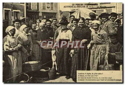 Mercado de Authon-du-Percy (E-et-L) — cena de mercado com diálogo sobre o preço do coelho — editor Palaiseau, n° 1307