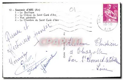 Saint-Cure-d'Ars — Lembrete de Ars (Ain) — Gliché Villand — Verso