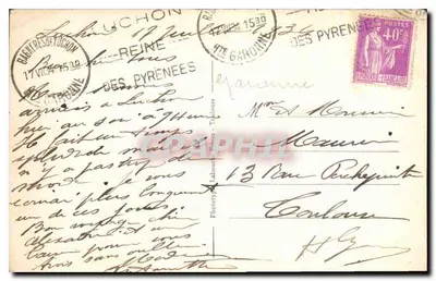 Luchon - Fontanna w Parku i Kasyno — Les Parénées Centrales, nr 33 — Rewers