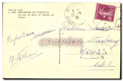 Jezioro Silan przy młynie Charix — VUES DE L'AIN CA 298 — Braun & Cie, Mulhouse-Dornach — Rewers