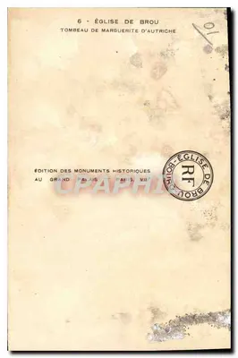 Igreja de Brou — Túmulo de Marguerite d'Au triche — Édition des Monuments Historiques — Verso
