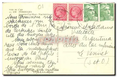 Pérouges — A porta d'ep Haut — Vista interior — Braun & Cie, Imp. Delhousse-Doganch — Verso
