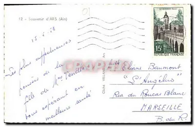 Saint-Cure d'Ars — Herinnering aan Ars — Uitgever Cliché Villand — Achterkant