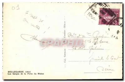 Gory Wąwozy Północnego Rhône — BELLEGARDE (Ain) — wydawca: Coll. Germain - Mâcon — Rewers