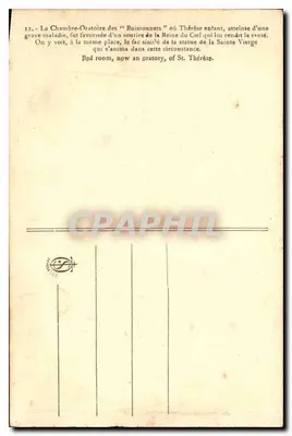 Chambre-Oratoire des Buissonnets — intérieur orné d'un autel et d'une statue de la Vierge — éditeur impr. à Paris — Reverso