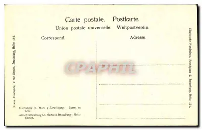 Busty drewniane mnichów — Instytucja św. Marcina w Strasburgu — Revue Alsacienne, 2 ul. Spalonej, Strasburg — Rewers