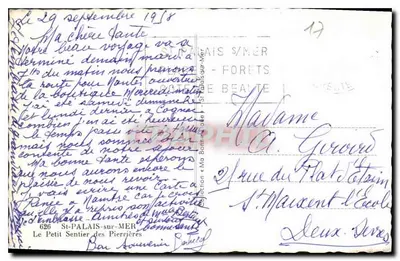 Le Petit Sentier des Pierrières — St-Palais-sur-Mer — edição Ma Bornière — Verso