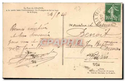 O Forte do Chapus — Fortificação costeira com barco a vapor — editor anônimo, número de série não visível — Verso