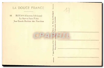 Wielkie Skaliste Wzgórza Pierrières — Royan (Charente Inférieure) — Wydawnictwo Sztuki YVCN, Paryż — Rewers