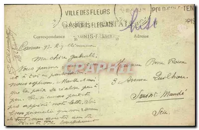 CANNES — Widok miasta przez sosny — P. F. S. 'Luce' n°102 — Rewers
