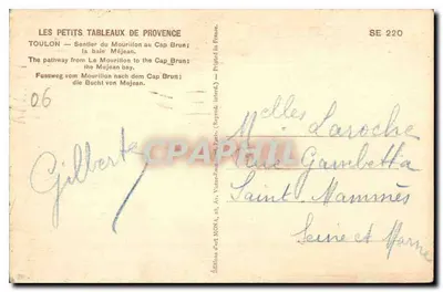 Toulon — Sendero del Mourillon al Cabo Brun — Ediciones de Arte RONA — Reverso