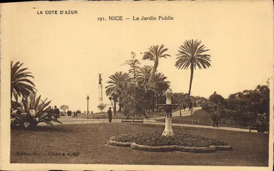 Nice — Publiczny ogród — Wydawnictwo Bus, Côte d'Azur, 1911