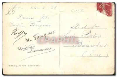 Panorama do Lago Léman — J. J. 4348 — M. Haïnsly, Papoterie - Evian-les-Bains — Verso