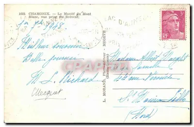 Massif du Mont Blanc — widok z Brévent — L. Morand, fotograf (Chamonix) — Rewers