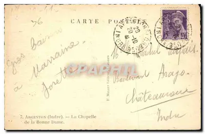 Argenton (Indre) — A Capela da Boa Senhora — F. Millet Editor — Verso