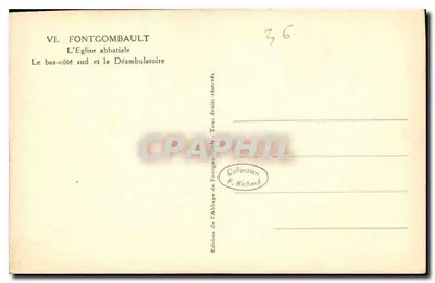 Fontgombault — De abdijkerk, het zuidelijke zijarm en het deambulatoire — Uitgave van de Abdij van Fontgombault — Achterkant
