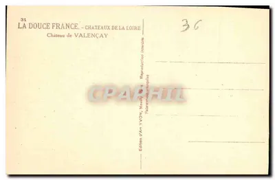 Zamek Valençay — Zamki Loary — Wydawnictwo Art YVON, Naully — Rewers