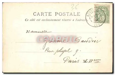 Zamek w Valençay — widok panoramiczny — B. F. Paris, nr 3 — Rewers