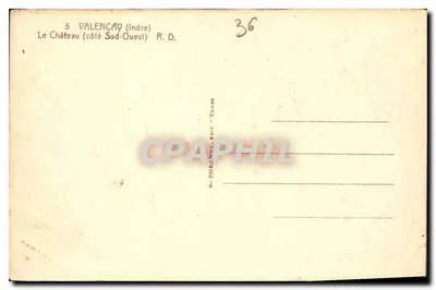 Zamek Valençay — strona południowo-zachodnia — N. Dorange, wyd. Tours — Rewers
