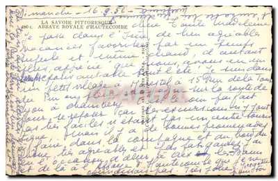 Klasztor Królewski w Haute-Côme — Piekliwa Szwajcaria — Stara pocztówka n° 480 c — Rewers