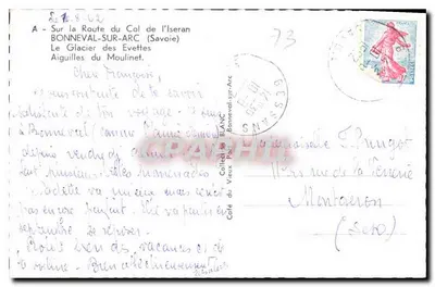 Bonneval-sur-Arc — O Glacier des Evettes — Aiguilles du Moulinet — Editor: Café du Vieux Paris — Verso