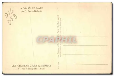 Święty KURY D'ARS — autorstwa G. Serraz-Barberis — Ateliers d'Art G. Serraz, Paryż — Rewers