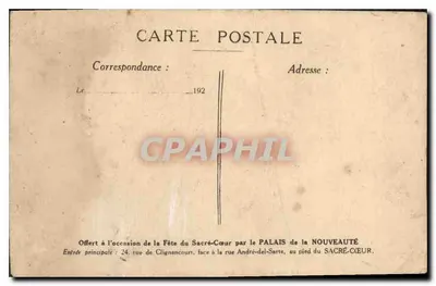 Fête du Sacré-Cœur — Jésus-Christ avec cœur béni, devant la basilique du Sacré-Cœur de Paris — éditeur PALAIS de la NOUVEAUTÉ — Verso