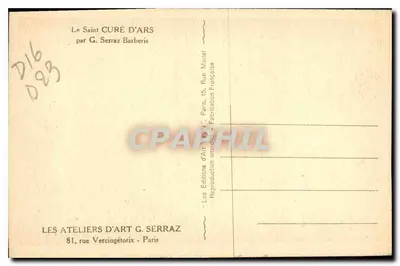 Święty Kurat d'Arz — figura autorstwa G. Serraz-Barberis — Les Ateliers d'Art G. Serraz, Paryż — Rewers