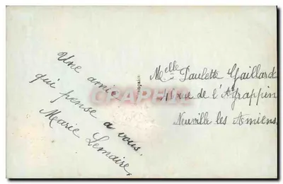 Jovem mulher em vestido rosa — houx e texto 'Bonne Fête' — RP 1600 — Verso