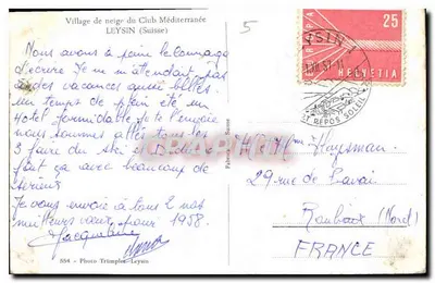 Hotel Club Méditerranée — Leysin (Szwajcaria) — Foto Trümpler, nr 554 — Rewers