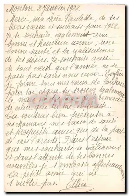 Młoda kobieta trzymająca kwiaty — Szczęśliwego Nowego Roku — Dix Paris 2574 — Rewers