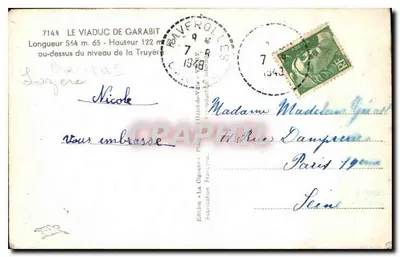 Most Garabit — Wydawca La Cigouette, Paryż — Rewers