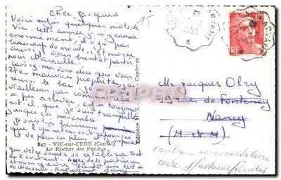 O Rocher dos Pendurados — VIC-sur-Cère (Cantal) — Edição MYS — Verso